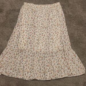 Elegant Floral A-Line Skirt in Cream